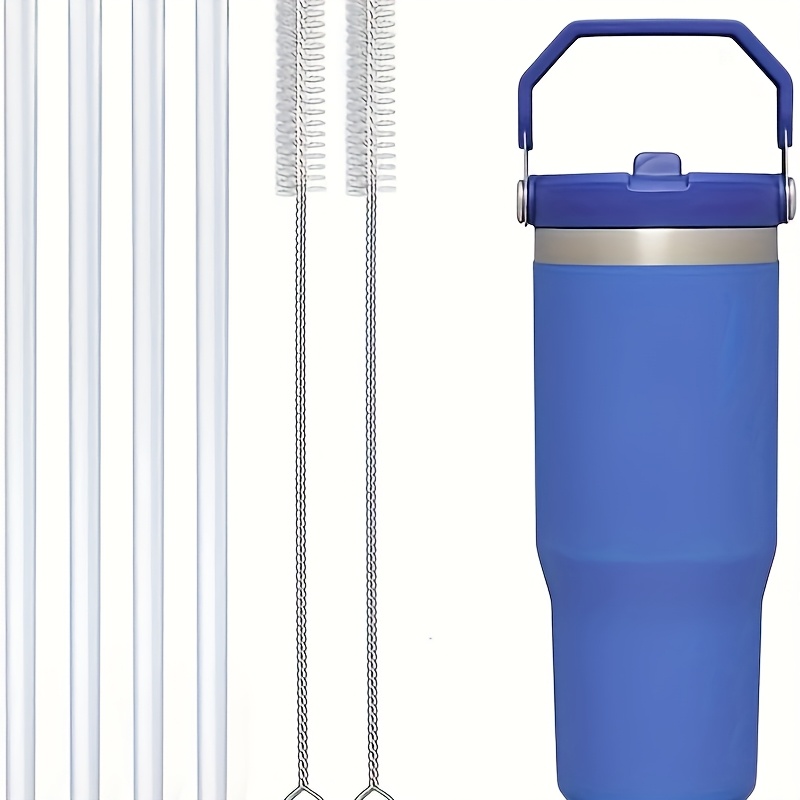 Image of Straws, Replacement Straws, 4 Reusable Straws+2 Straw Brushes, 30cm Diy Free Cutting Length, Compatible With 40 Ounce And 30 Ounce Cups