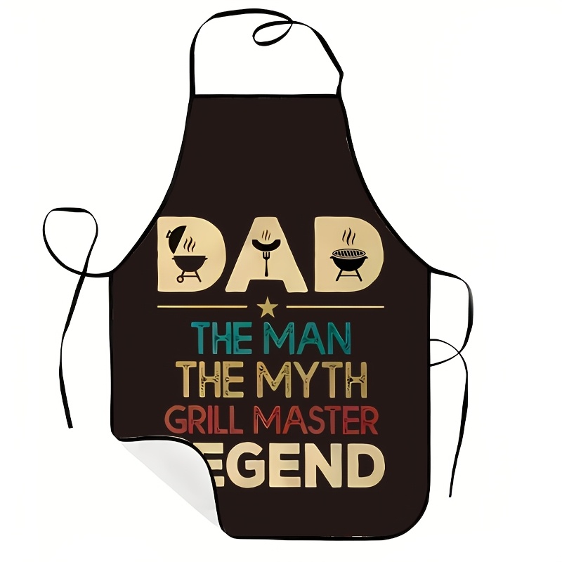 TEMU 1pc Dad The Polyester Apron - Adjustable Neck Strap, Perfect Father's Day Gift For Bbq Enthusiasts, Woven Kitchen Apron For Men And Women