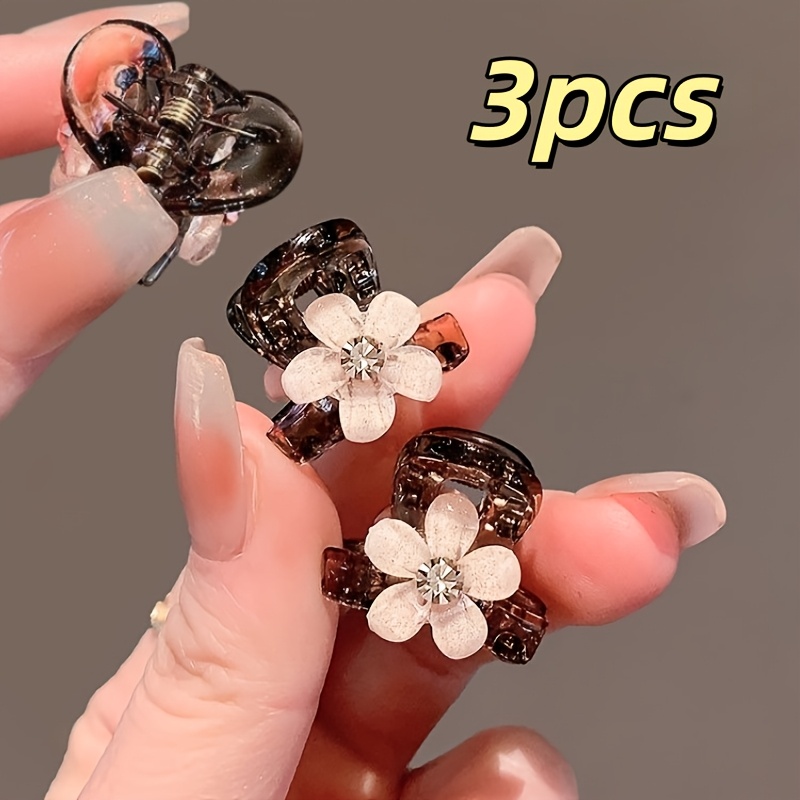 TEMU 3 Sweet Temperament Color- Flower Hair Clips, Fashionable Small Bangs Broken Hair Side Clips, High-end Women's Hair Clips And Hair Additions,