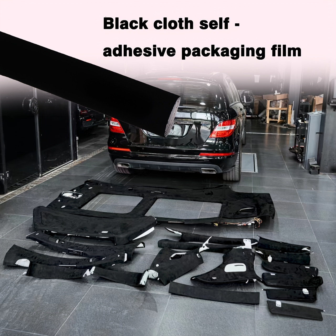 

Black Velvet Self-adhesive Wrap Film - Premium Automotive Interior Decoration Renovation Fabric Membrane, Highly Elastic And Stretchable