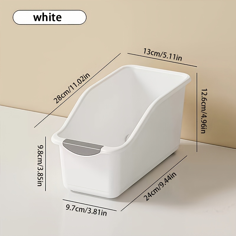 2pcs Curved Design Storage Boxes - Heavy-Duty Plastic Organizer, White Space-Saving Container for Under Sink, Pantry & Cabinet Organization - Suitable for Cleaning Supplies, Household Essentials & Kitchen/Bathroom Storage, No Assembly Required