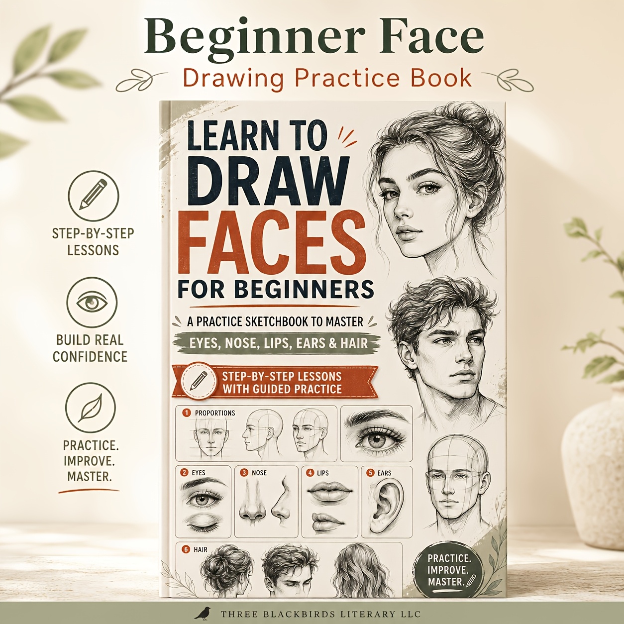 TEMU Easy Face Drawing Step-by-step Guide Book, Beginner Sketch Tutorial For Human Facial Feature Painting