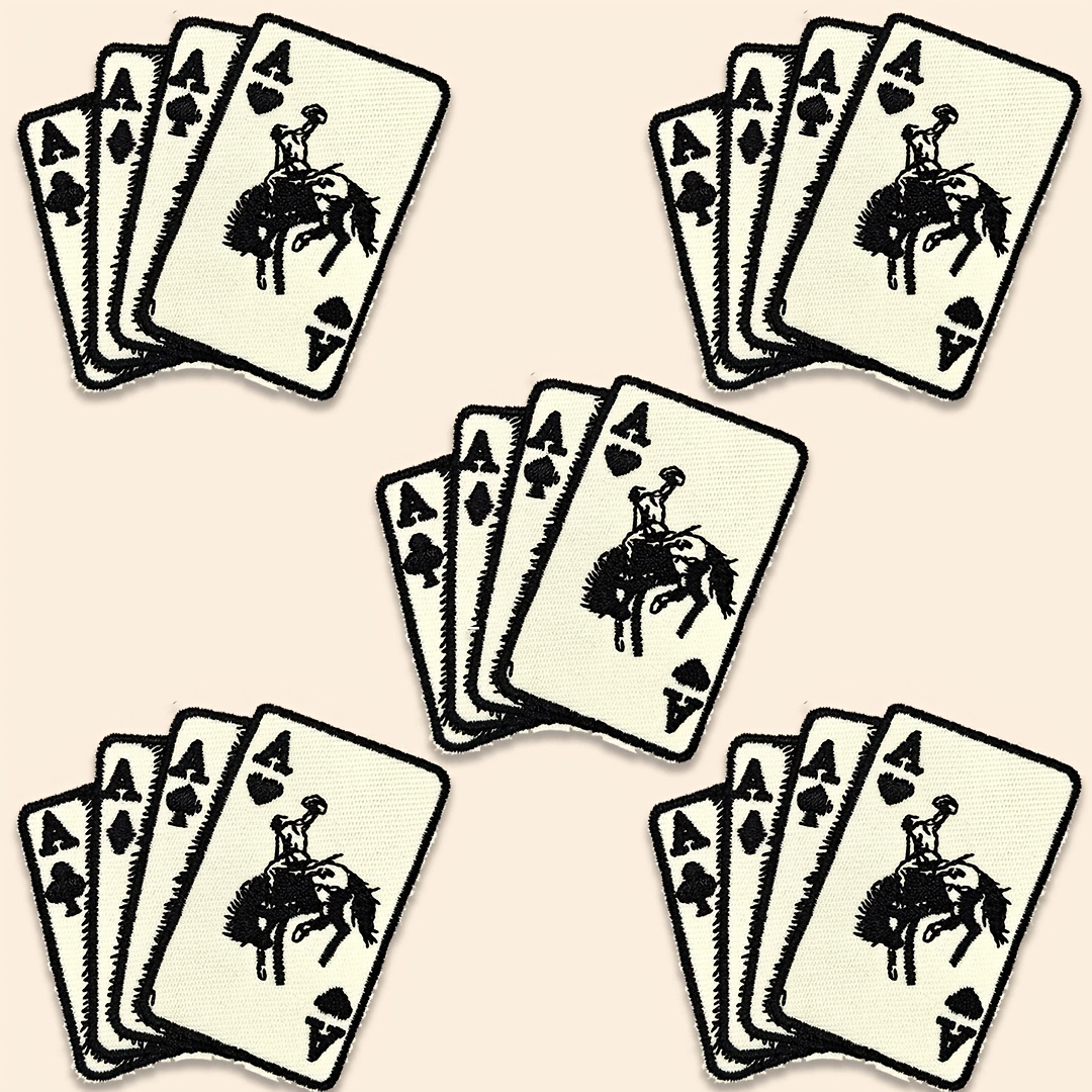 TEMU Each Set Includes 5 Western Denim-themed "4 A" Embroidered Patch Stickers, Perfect For Trucker Hats, Jeans, Jackets, Bags, Backpacks, And