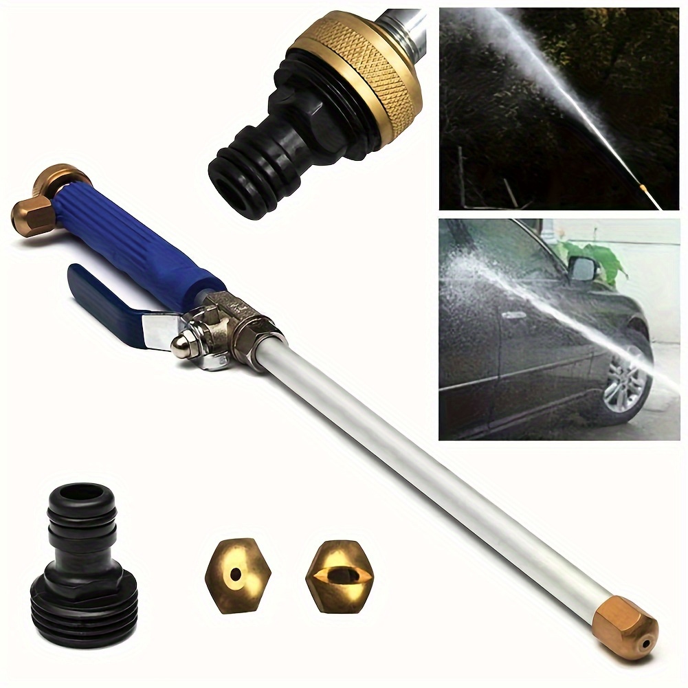 

1pcs High-pressure Manual Water Gun Sprinkler With Brass Exterior Finish For Garden, Car Wash, And Cleaning - Adjustable Nozzle Wand For Power Washing Lawn And Outdoor Surfaces
