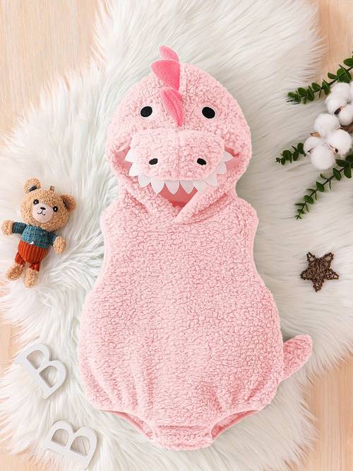 baby halloween dinosaur plush sleeveless hood romper party funny clothes outdoor