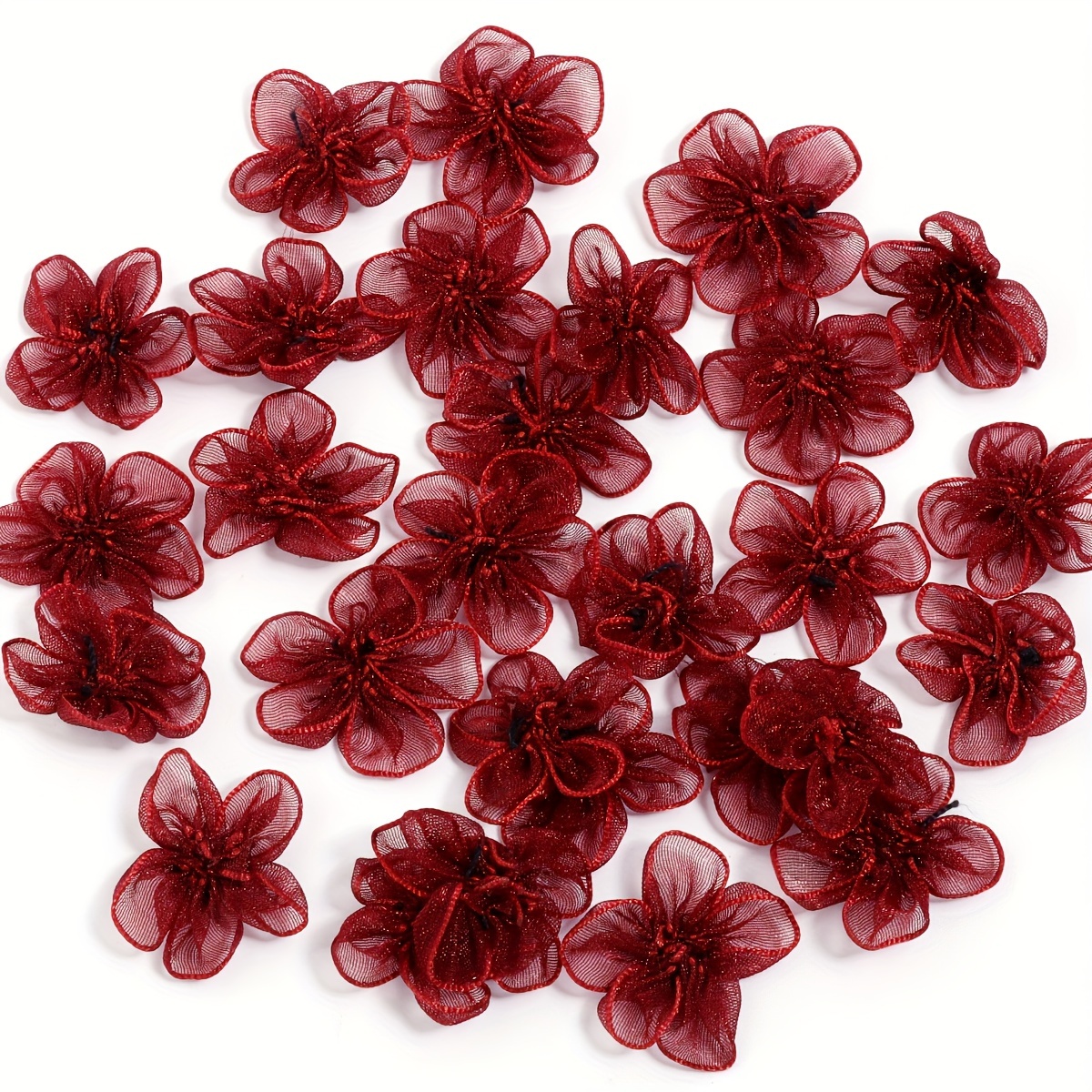 Image of 20pcs Acrylic Flower Embellishments For Diy Women's Wedding & Festival Accessories - Perfect For Bow Ties, Brooches, Earrings & Clothing Decor
