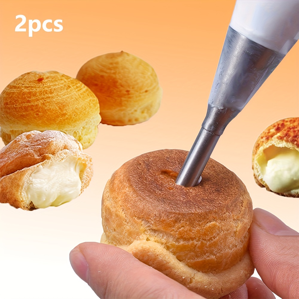 

2 Pcs Stainless Steel Pastry Bags With Long Narrow Tips For Decorating Pastries And Cakes