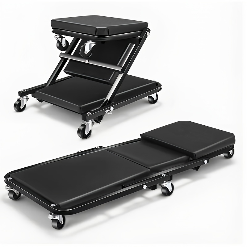 TEMU Wowdvov 36 Inch 2-in-1 Rolling Folding Car Creeper/seat With Rollers, Foldable Garage, Adjustable Rolling Folding, With 6 Wheel Rollers, Lying Down, Tilting , Car Repair