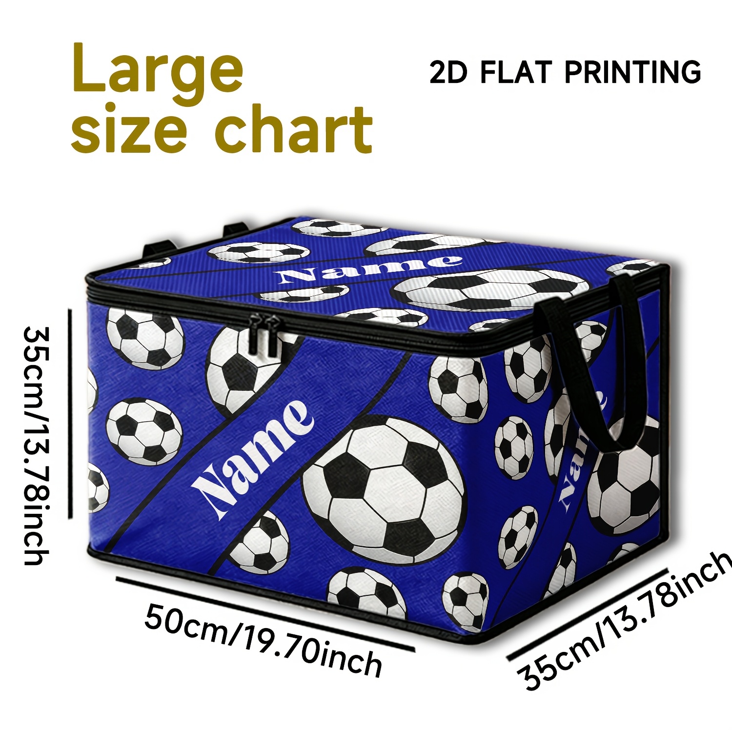 TEMU 1pc. Personalized Custom Football Print Large Capacity Foldable Storage Box, 5pcs Multicolor Options , Full And White Football Pattern, Supports