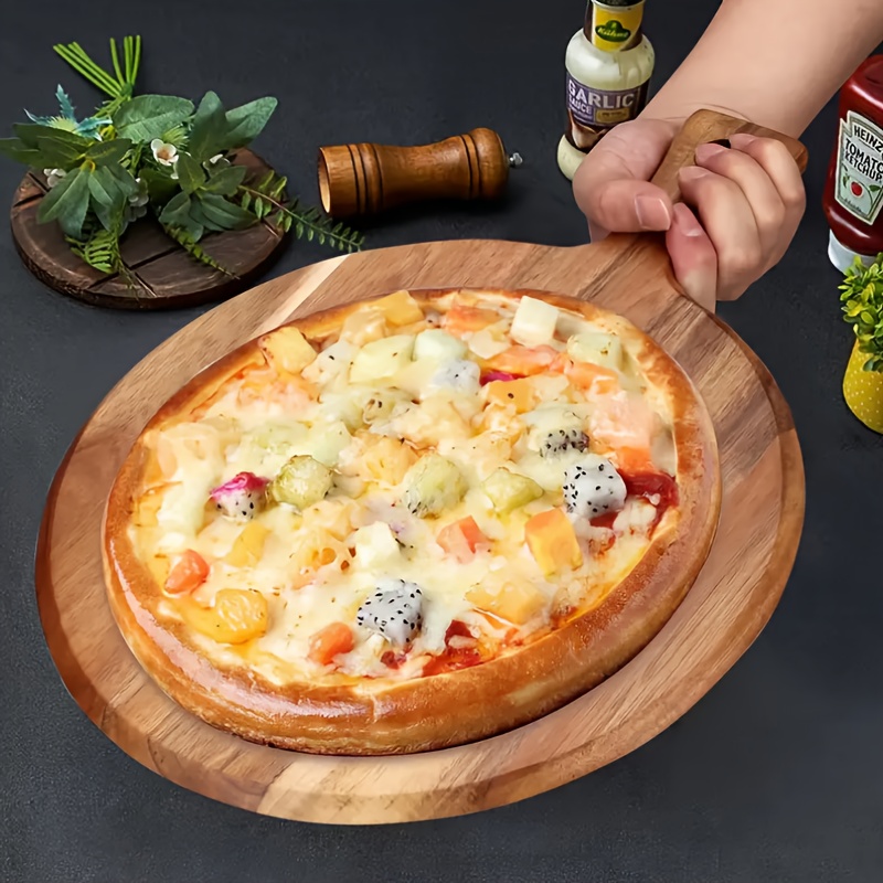 

1pc, Pizza Board, Chopping Board, Food Tray, Pizza Tray, Woodsmooth Cutting Board With Handle, Fruit Cheese Paddle Board, Preparefood Tray For Cheese, Meat, Fruit , , Kitchen Stuffbaking Supplies