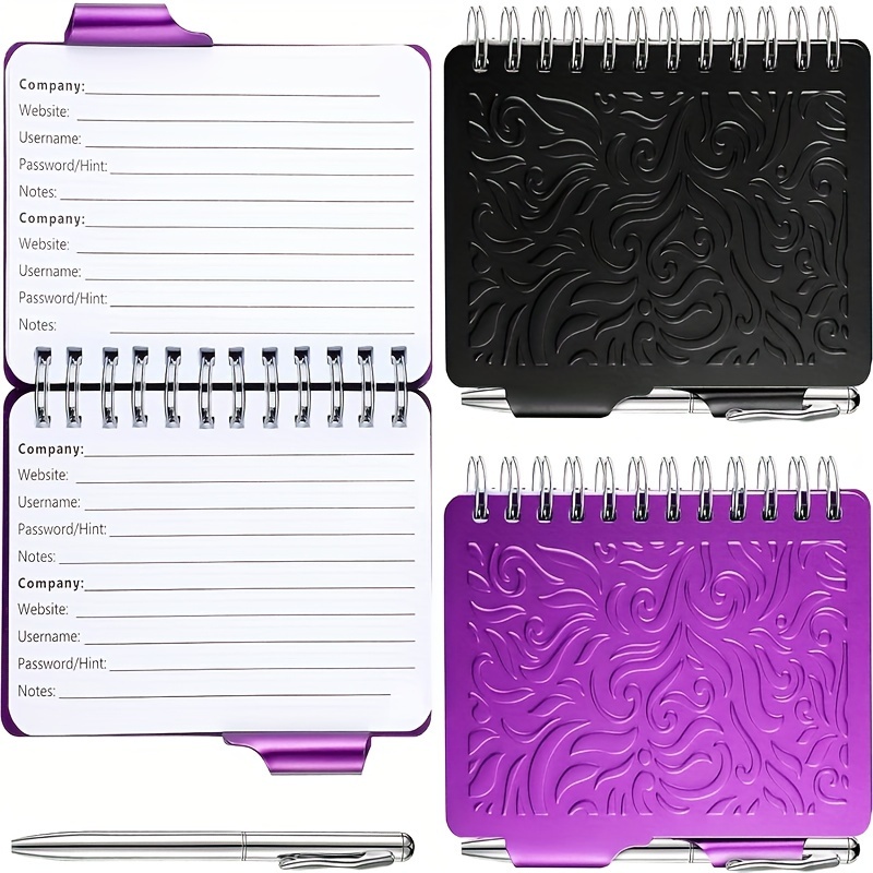 

2-pack Portable Password Organizer Notebooks With Pen - Elegant Mandala Pattern, Spiral Bound Mini Pocket Account Keeper For Login & Website Recording