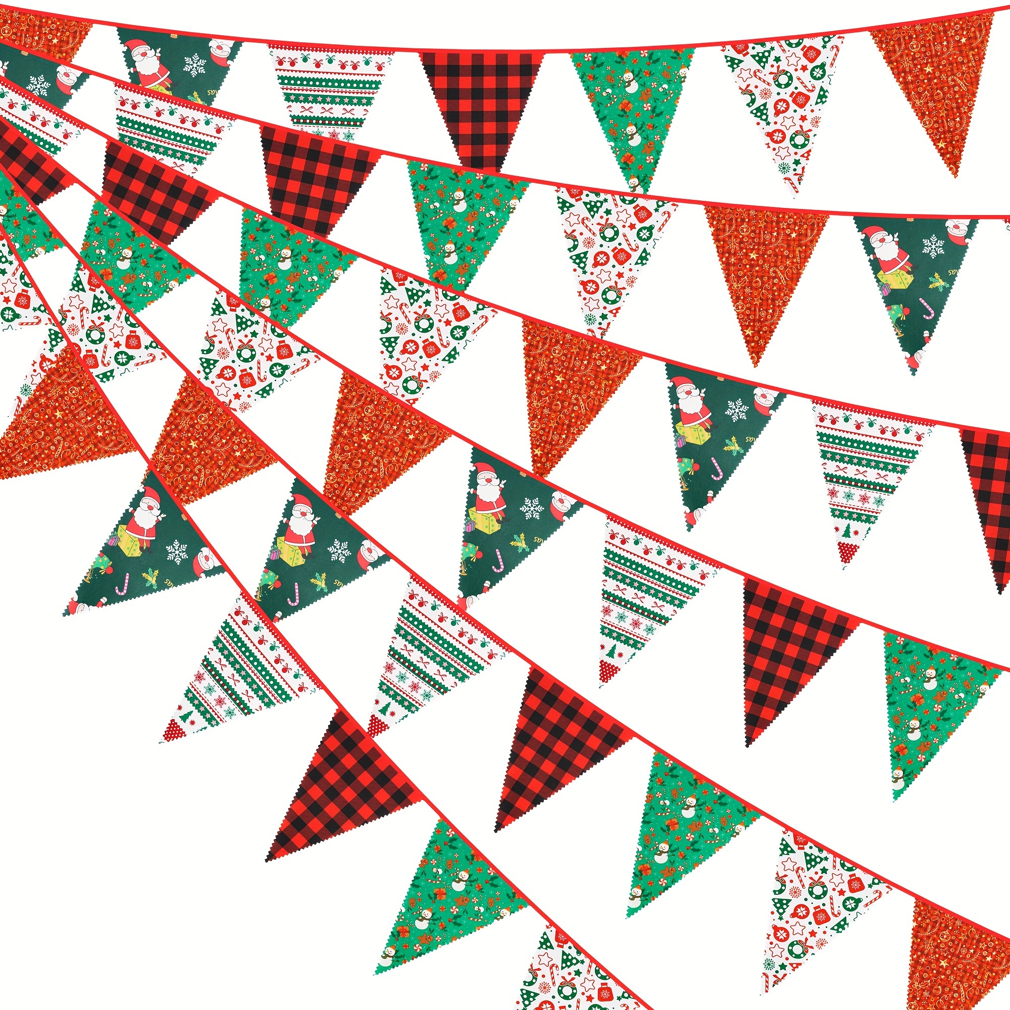395-inch Christmas Cotton Triangle Banner, Hanging Flag