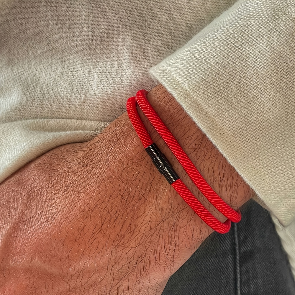 

A Set Of 1/2/3 Red Braided Rope Bracelets, Men's Bohemian Style Nylon Rope Color Bracelets, 2 Couple Bracelets, Perfect Gifts For Family, Friends, Or .