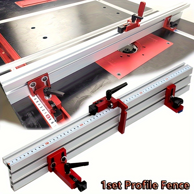 

Aluminum Profile Fence Set For Woodworking Table Saw, T-tracks Diy Desktop With Sliding Brackets & Fence Connectors, Manual Operation, 400mm Length (1 Set)