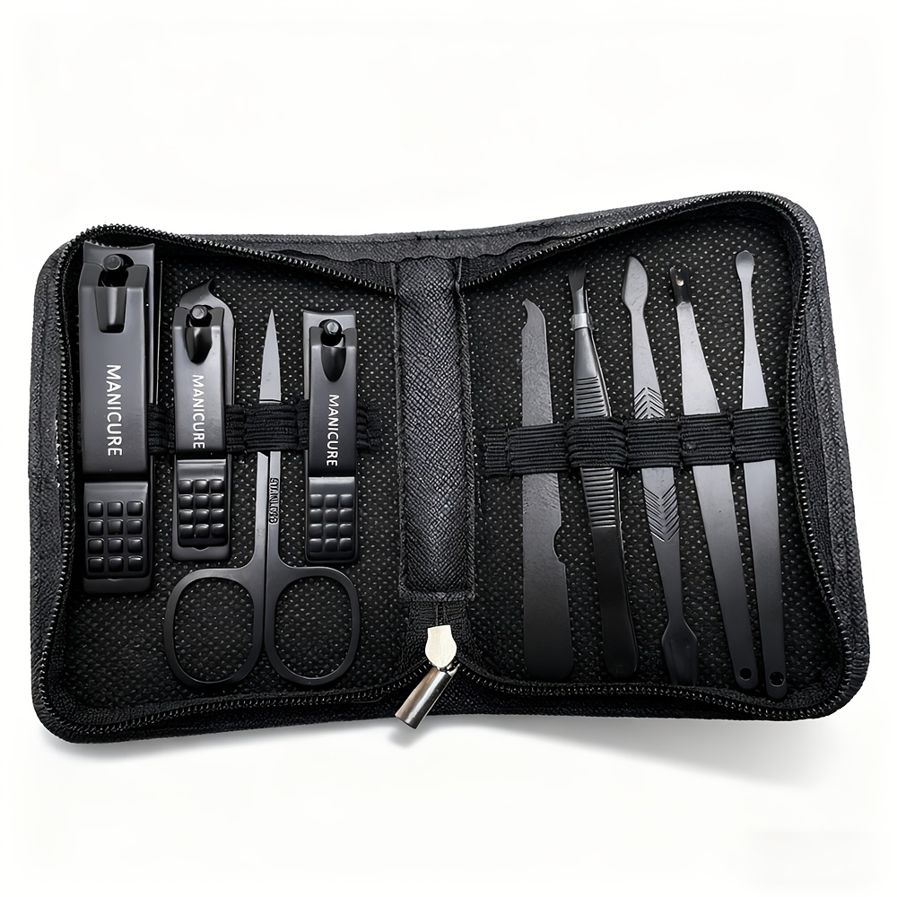 TEMU Ensemble de soins pour les ongles et les pieds en acier inoxydable 6/9 pièces - Kit de beauté portable avec coupe-ongles, ciseaux, - Idéal pour