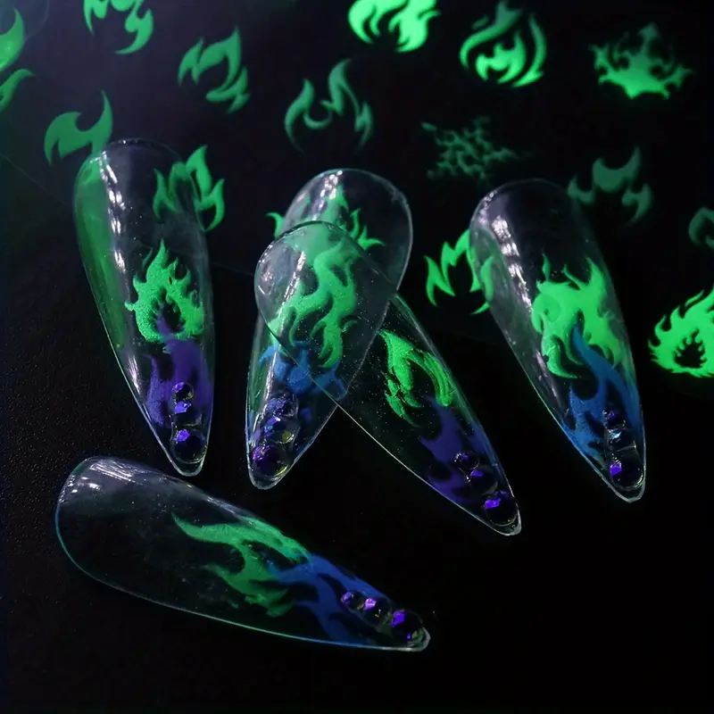 10 rolls box fluorescent fire flame transfer nail foil neon luminous torch light starry sky paper hanging decoration sparkle nail foil decoration manicure pack 1 box boxed starry sky paper b121 details 1