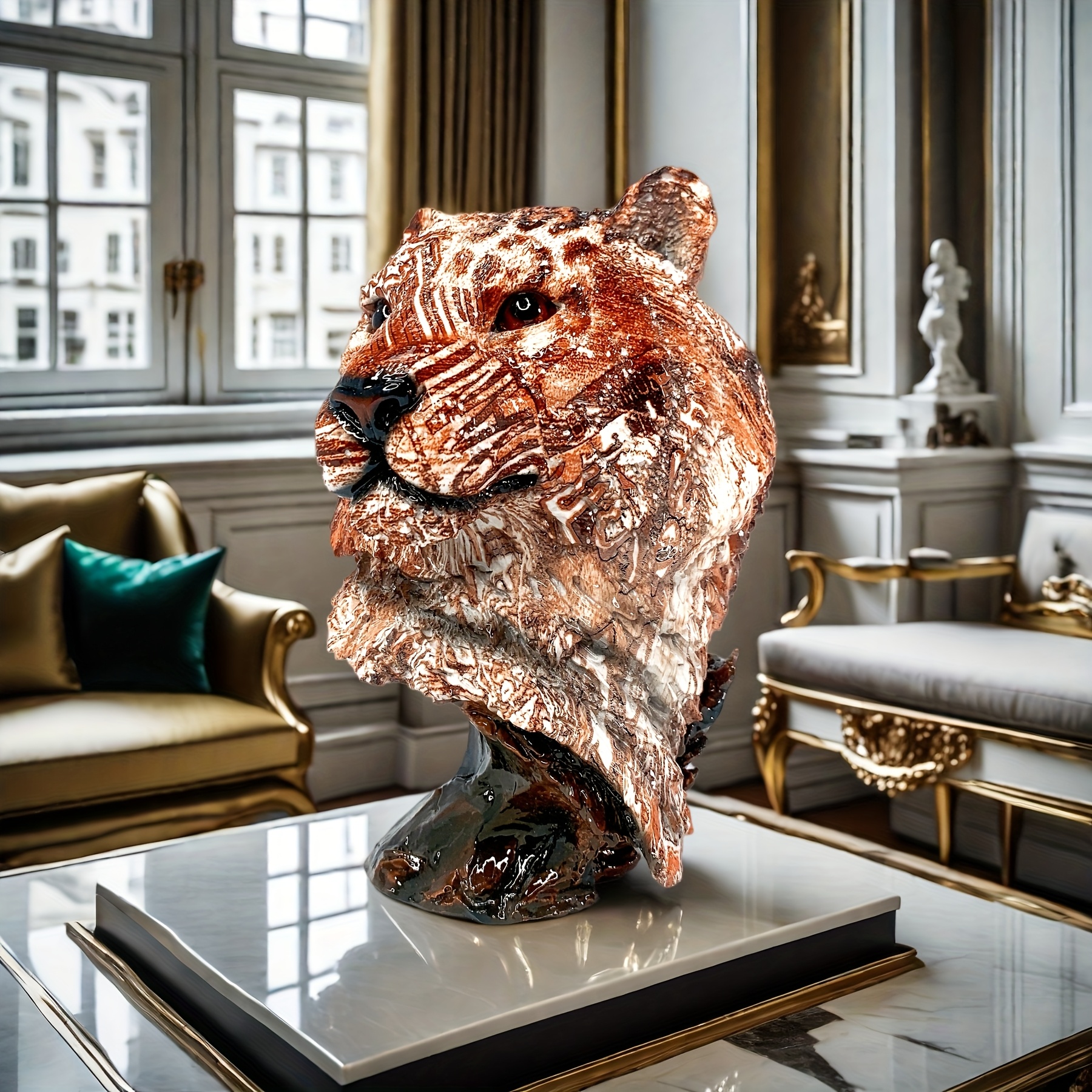 1 stuks Wilde Beeld - Realistische Wildleefscultuur van Hars met Expressieve Ogen, Elegante Huisdecoratie voor Woonkamer, Kantoor, Jachthut, Café, Jachthut Decor, Kantoordecoratie, Gedetailleerde Sculptuur, Decoratief Beeldje, Kantoorpersoneel, sculpturen en beelden, beelden decoratie binnen, beeldjes decoratie binnen, kattenbeeldjes, beeldjes decoratie woonkamer, beeldjes decoratie, woonaccessoires woonkamer, ven