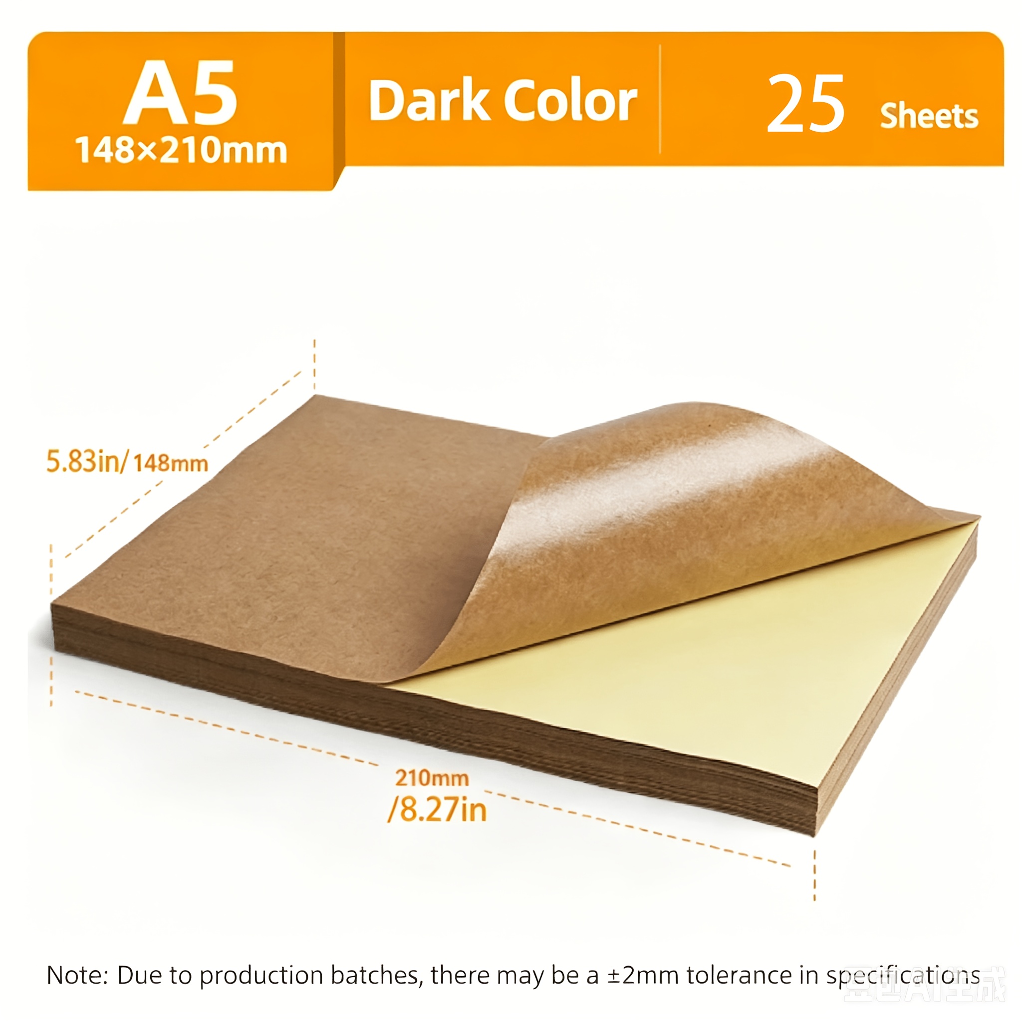 TEMU 25 Sheets A5 5.83×8.27 Inch Brown And Light-colored Cowhide Self-adhesive Label Paper | Printable And | Matte Full-sheet Stickers | Suitable For