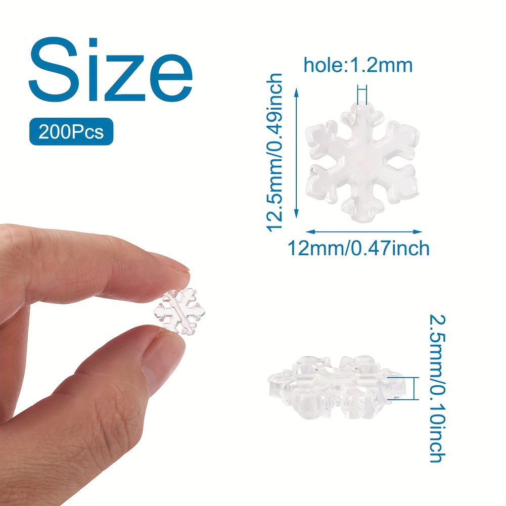 Image of 200pcs Transparent Acrylic Beads Snowflake Bead Charms For Christmas Theme Bracelet Necklace Jewelry Making Additions