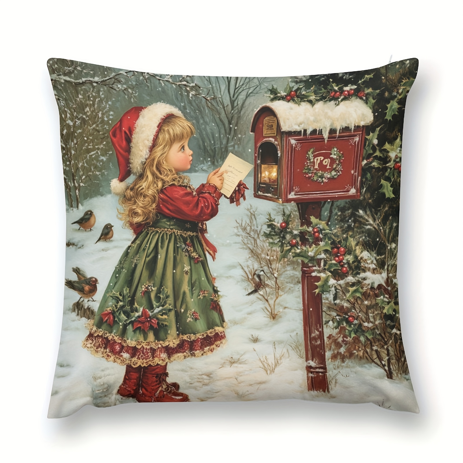 TEMU per cuscino 1 pz - Design con affascinante in innevata, decorazione festiva natalizia e verde, perfetta per feste interne/esterne e , fibra di