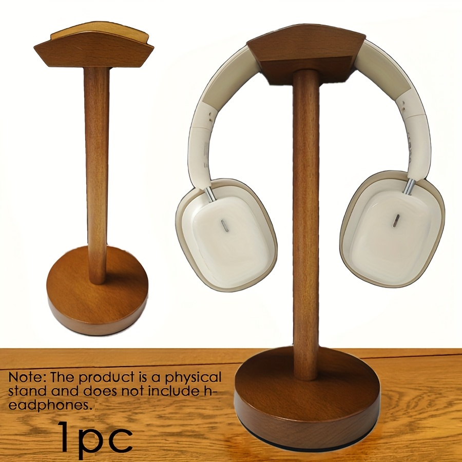 TEMU 1 бр. - Стойка за наушници от дърво с кръгла основа, завършена с орехов дървесен , издръжна и устойчива стойка за наушници за дома и офиса,