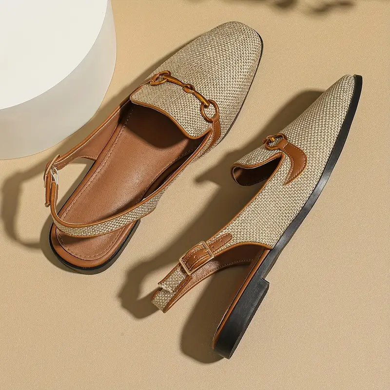 women s retro flat sandals elegant square toe buckle strap details 4