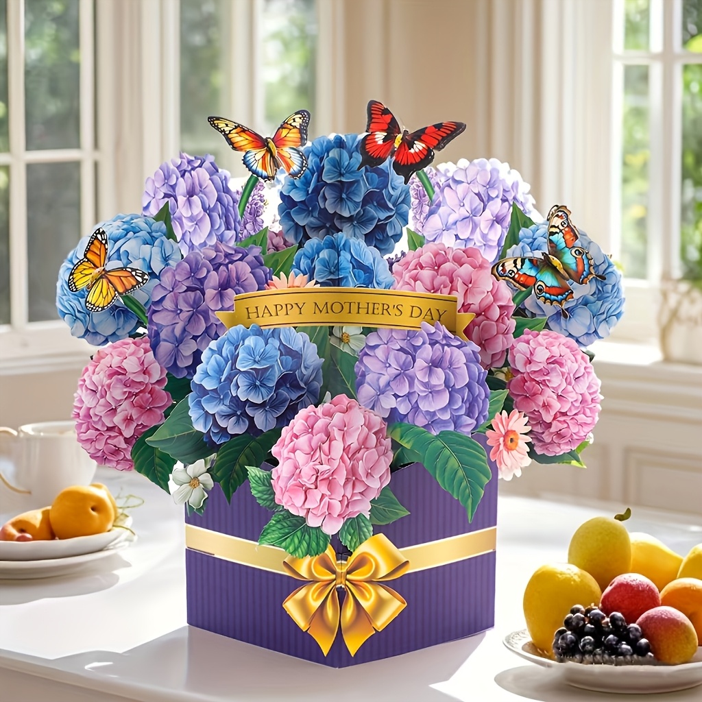 E-shop Lebendige 3D Pop-up Blumen- und Schmetterlings-Grußkarte mit Umschlag – Buntes Sträußchen-Design für Muttertag, Jubiläen, Geburtstage,
