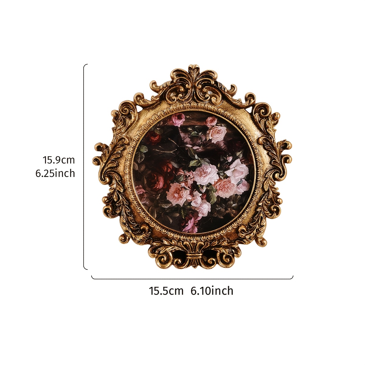 Image of Vintage-inspired Round Photo Frame With - Versatile Tabletop Or Wall Mount, Resin Home Decor