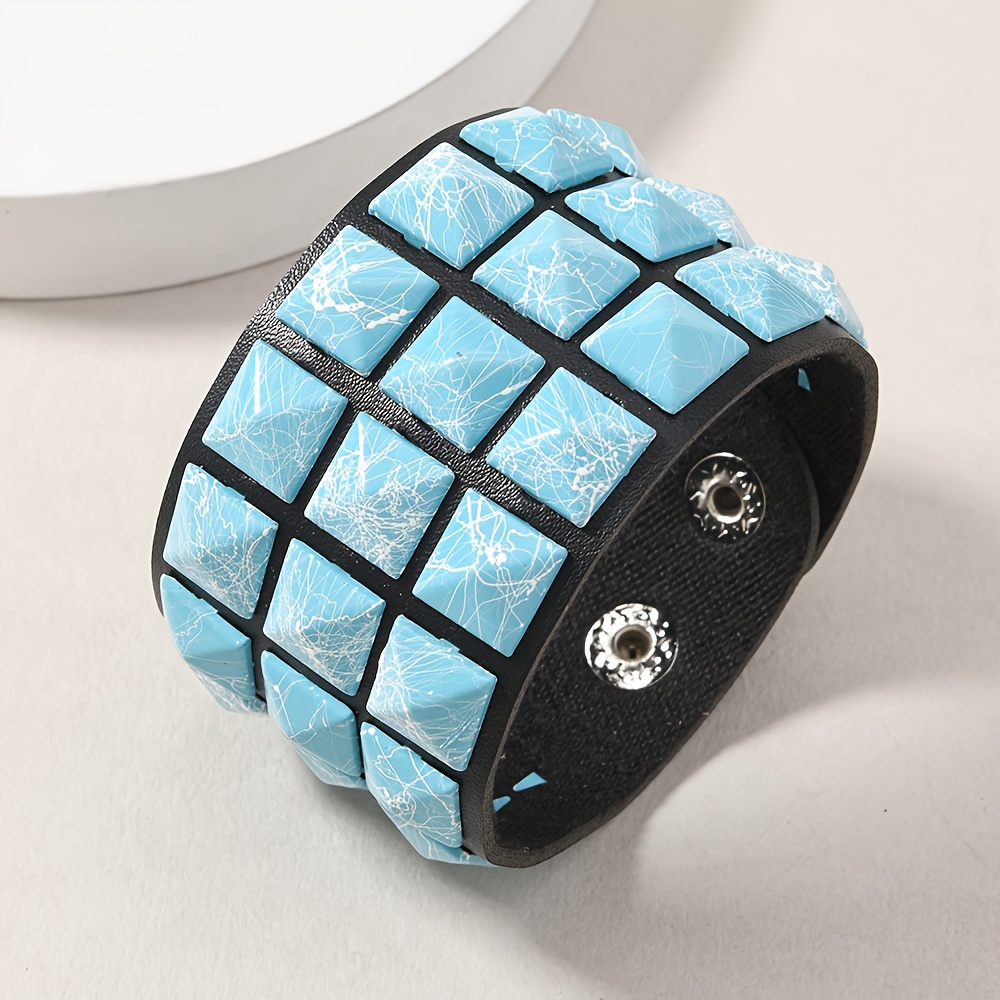 PU Fashion Bracelet with Multicolor Square Buckle, Unisex