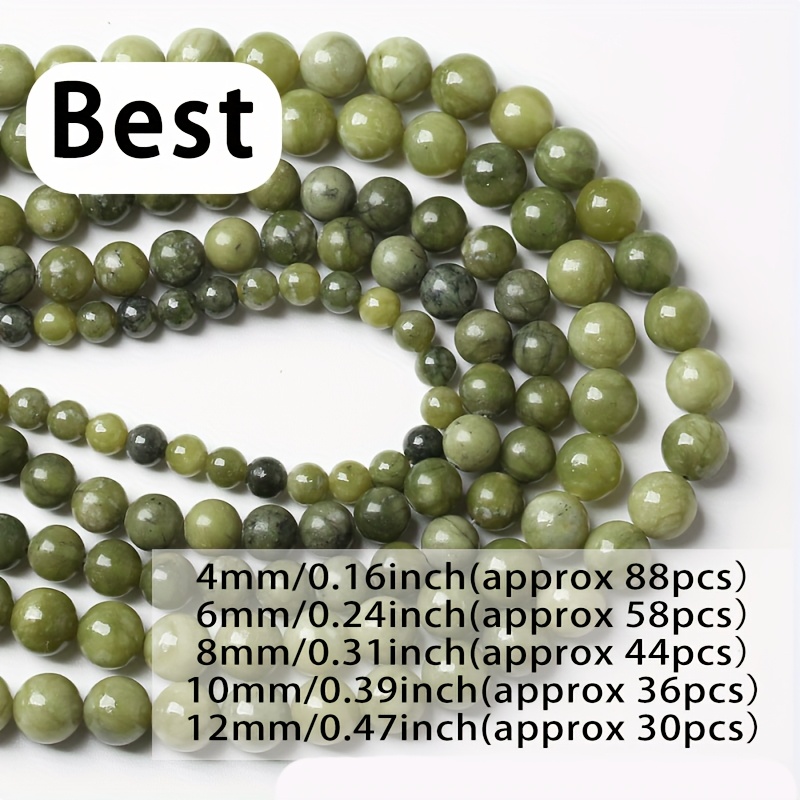 TEMU 88/58/44/36/30 stuks Groothandel Natuurlijke Groene Jasper Kralen Ronde Losse Kralen Bedels Armband voor Sieraden Maken 4 6 8 10 12mm 15"