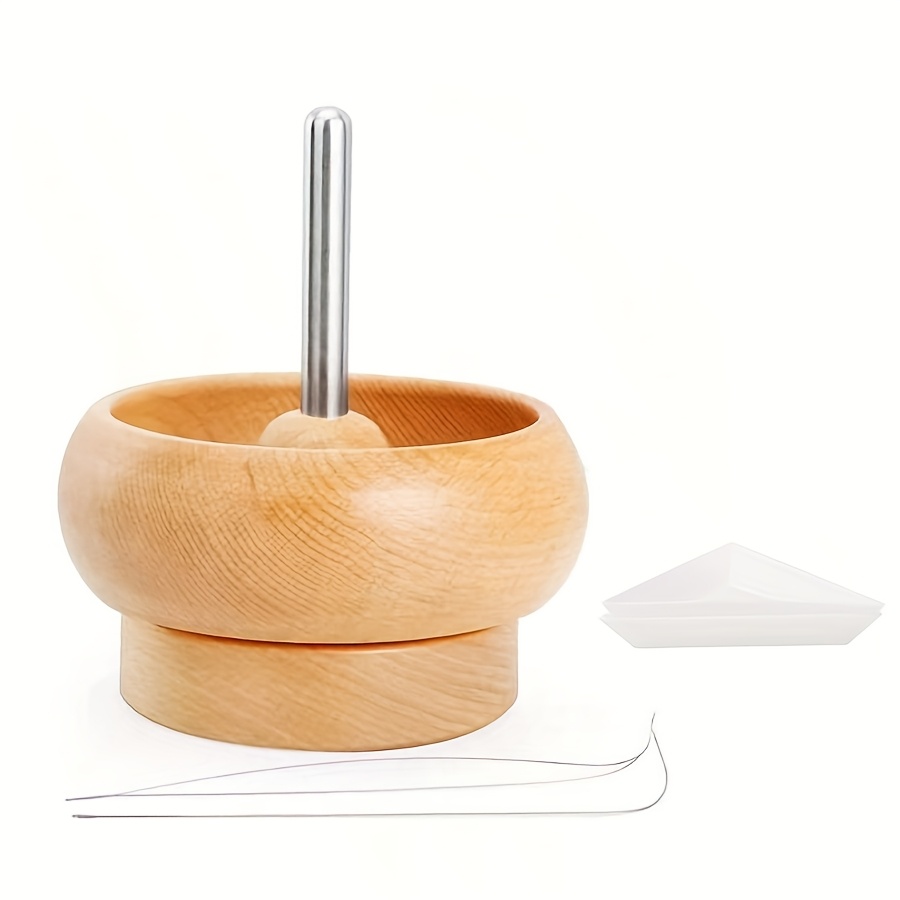 TEMU 1pc Wooden Bead Rotator Kit, Used For Jewelry Making, With A Triangular Tray And Bead Needles, Used For Crafts Of Bracelets And Necklaces
