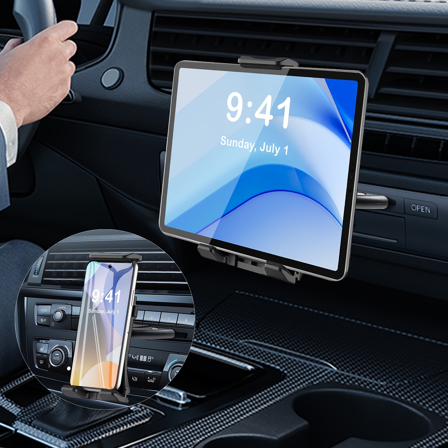 Soporte tablet coche Soporte giratorio de 360 ° para tableta de coche, soporte  para salpicadero de