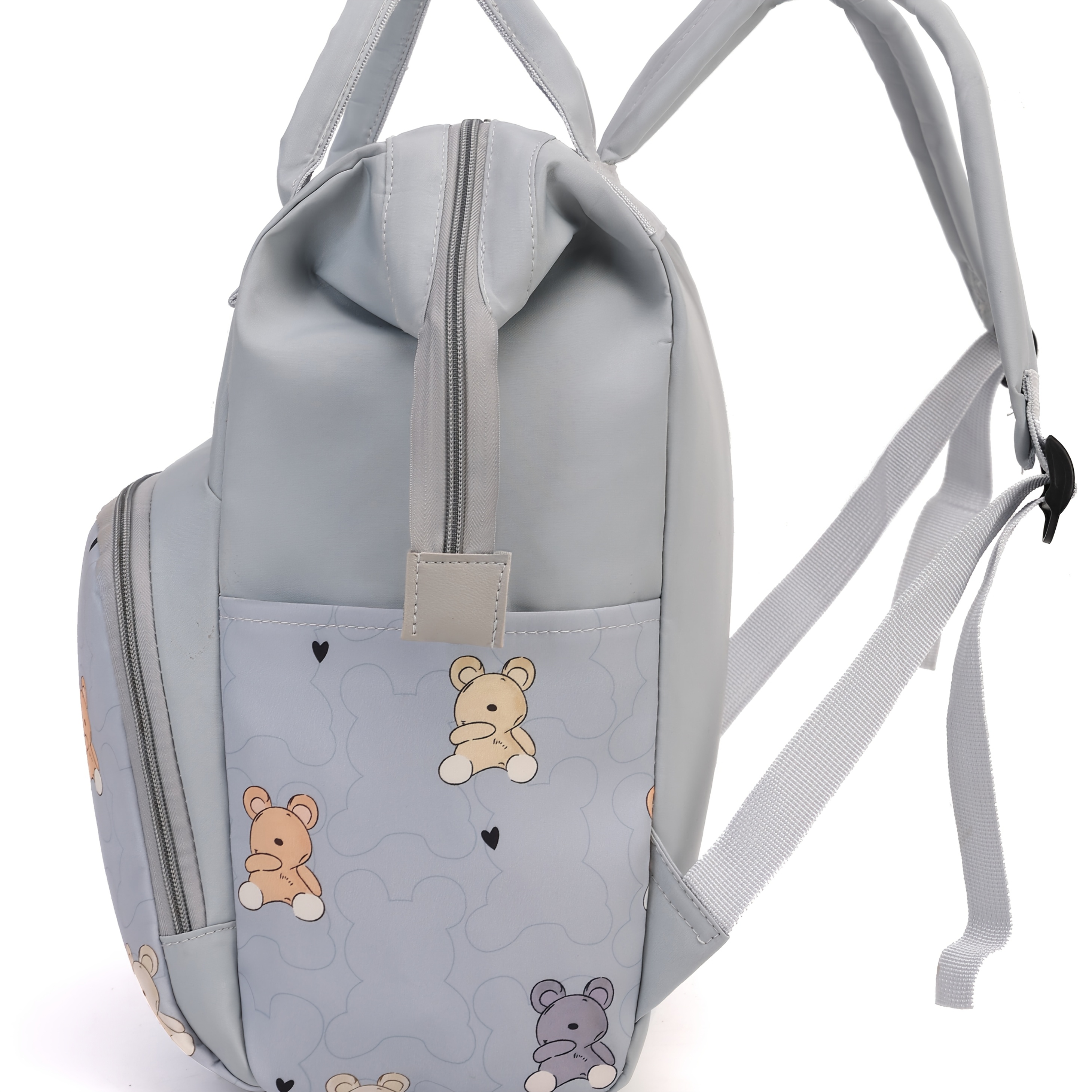 Mochila para Pañales de Mamá con Estampado de Oso, Bolsillo Aislante y Correas para Cochecito, Ideal para Trabajo, Viajes y Vacaciones - Imagen 4