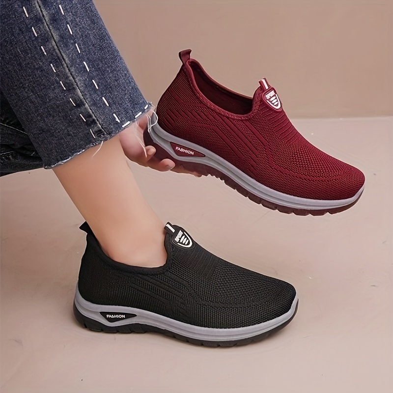 

Women's Breathable Flying Woven Sneakers, Casual Slip On Outdoor Shoes, Comfortable Low Top Sport Shoes