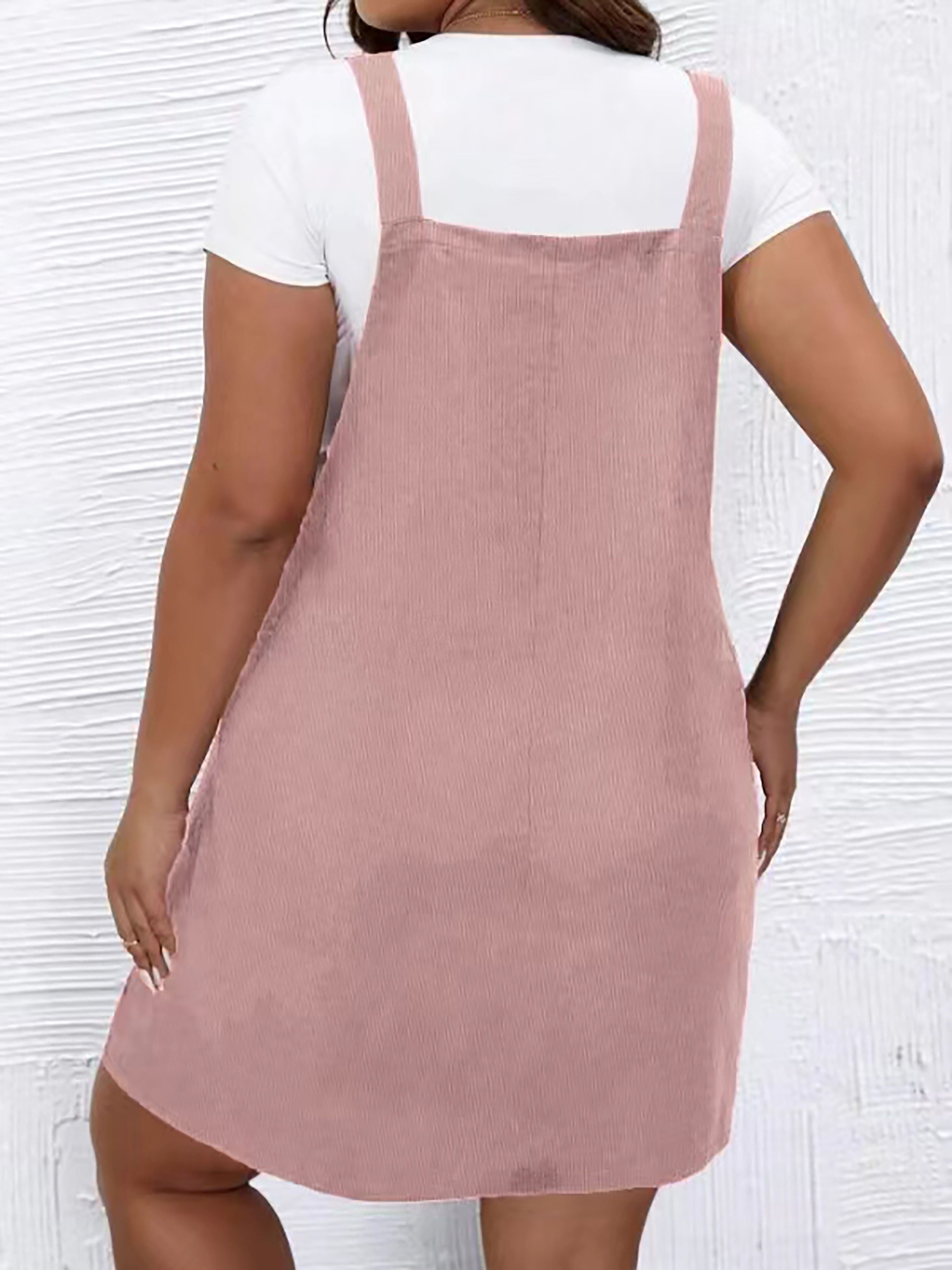 Vestido corto sin mangas con bolsillos para mujer, talla grande