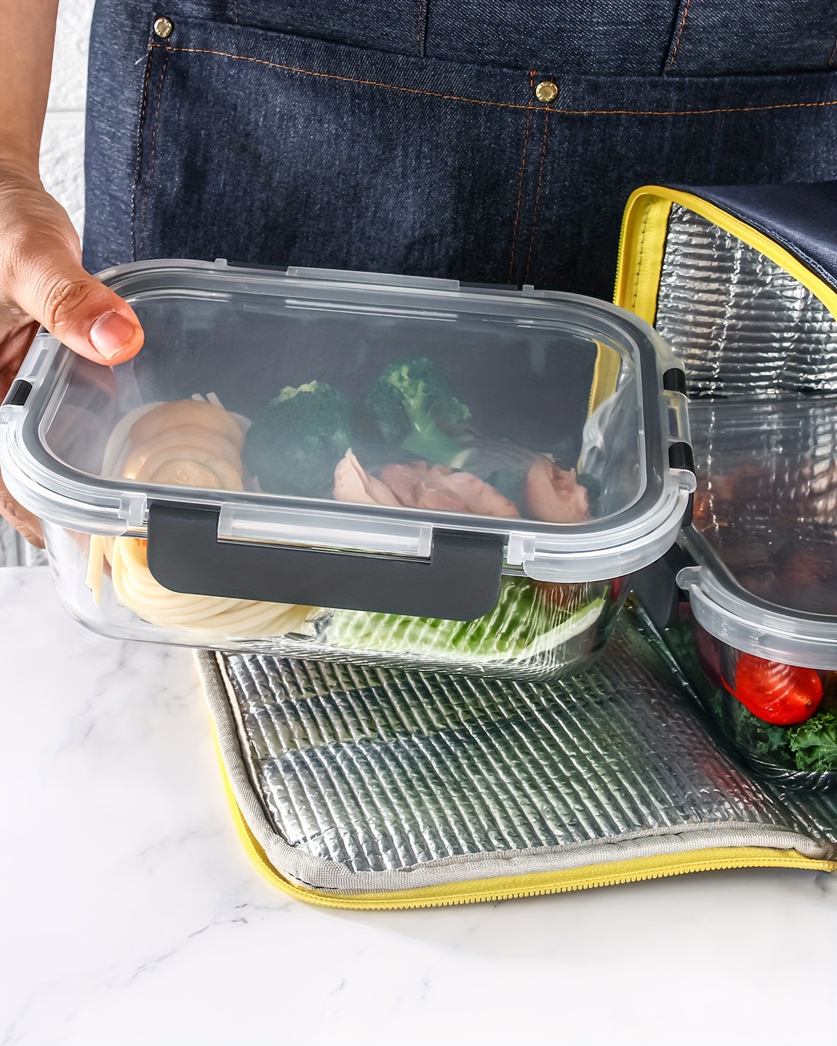 2 pack glass food storage containers with airtight lids ideal for meal prep lunches microwave and dishwasher safe Product details 3