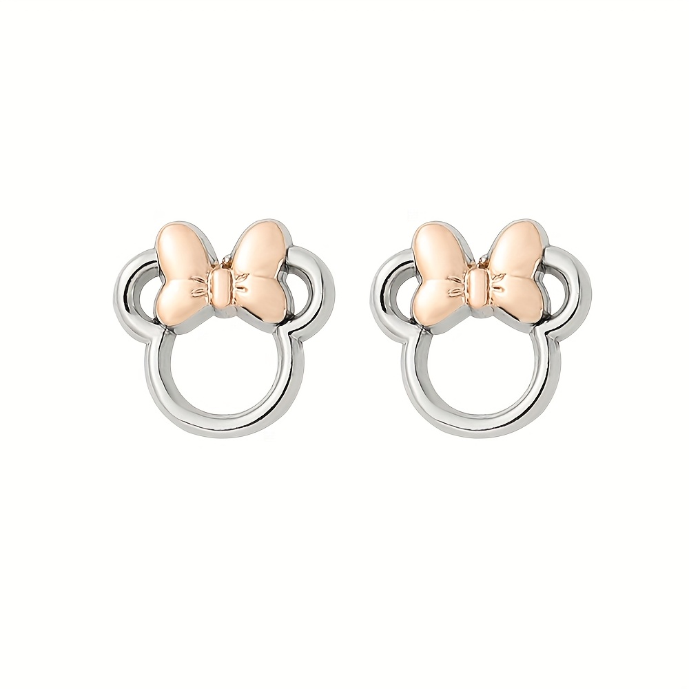 TEMU 2pcs Mouse Hollow Earrings - Cute Cartoon Design, Alloy Fashion Jewelry For & Gift , Mardi Gras Day, Quirky Earrings