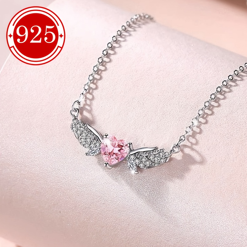 925 Silver Hypoallergenic Flying Heart Pendant Necklace