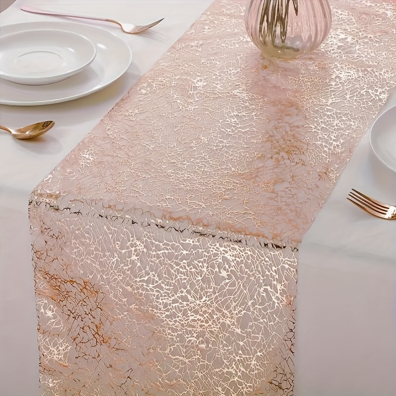 E-shop Eine Rolle eleganter roségoldener Glitzer-Tischläufer - 100% Polyester-Tischdecke - für Hochzeiten und Geburtstage, geeignet für verschiedene