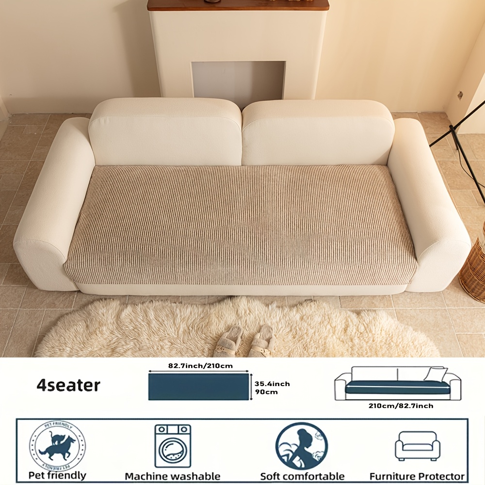 TEMU 1pc Vertical Striped Chenille Sofa Cushion, Modern Minimalist Pet-friendly Non-slip Sofa Cover, Universal Fit For 1/2/3/4-seater And Combined