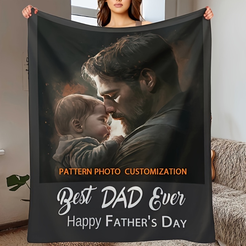 

1pc Custom Blanket Father's Day Halloween Valentine's Day Blanket Personalized Custom Gift Men's Wife Ladies My Boyfriend I Love You For All Seasons Use