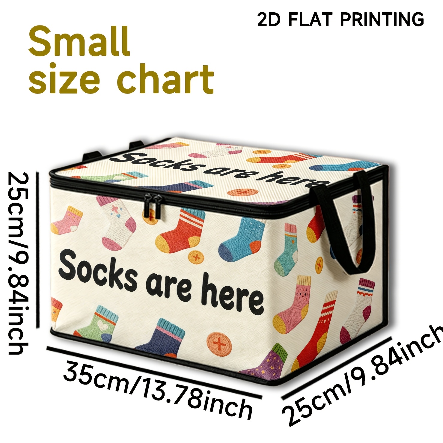 TEMU 1pc. Colorful Socks Button Fabric Large-capacity Storage Box, Foldable Multi-functional Organizer Box, With 2d High-definition Flat-printed Cute