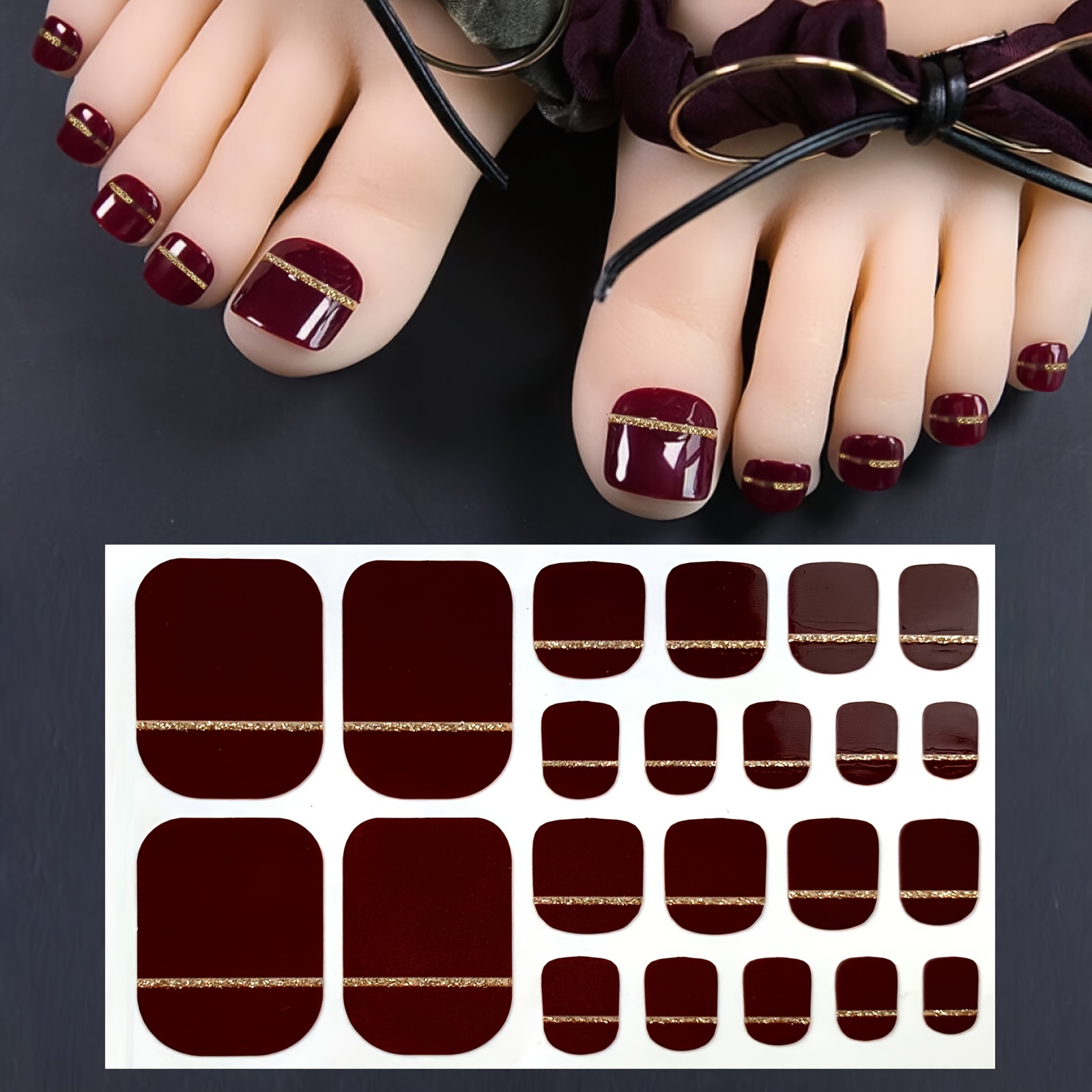 

1pc Foot Nail Sticker And 1pc Nail File Nail Sticker Nail Sticker Full Coverage Nail Polish Sticker Self-adhesive Nail Sticker Strip Suitable For Women And Girls Diy