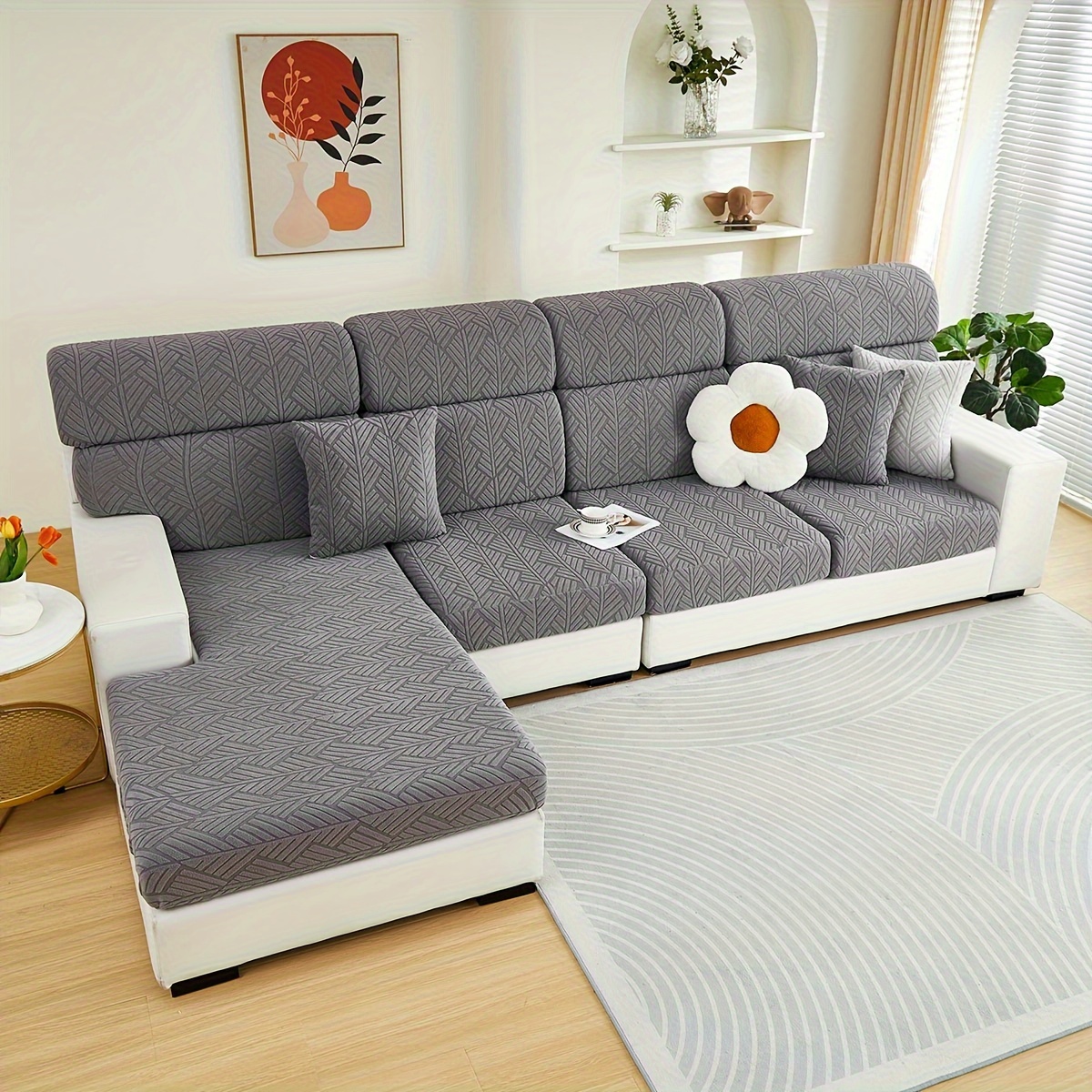 launch 1pc jacquard colorful fleece sofa cover elastic universal stretch sofa cover for   easy to   universal full wrap non slip sofa cover back cover and cushion cover sofa protection cover suitable for offic Product details 8