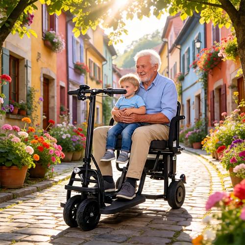 trotinete elétrica de mobilidade leve e dobrável para e idosos, trotinete de viagem de 3 e 4 rodas com bateria removível, ecrã led, 3 de velocidade, alcance de 32 km (20 milhas), carga de 136 kg