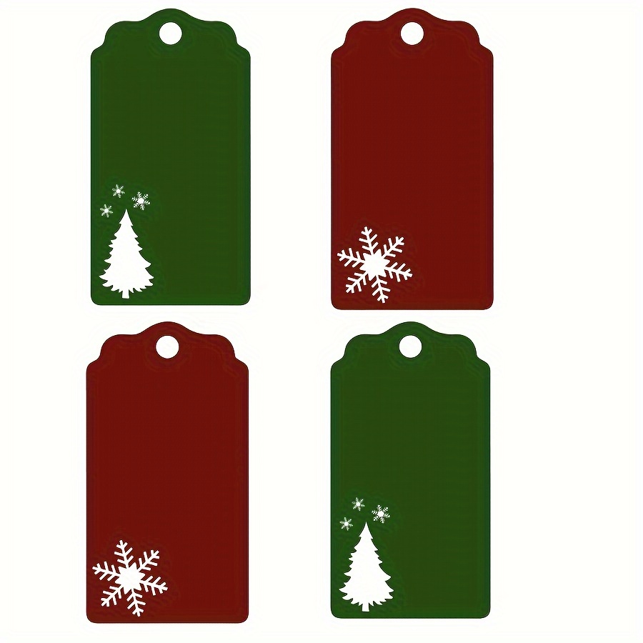 

Christmas Gift Tags, 40pcs Paper Holiday Present Labels With String, Green & Red Christmas Tree And Snowflake Hanging Decorations For Gift Wrapping And Crafts