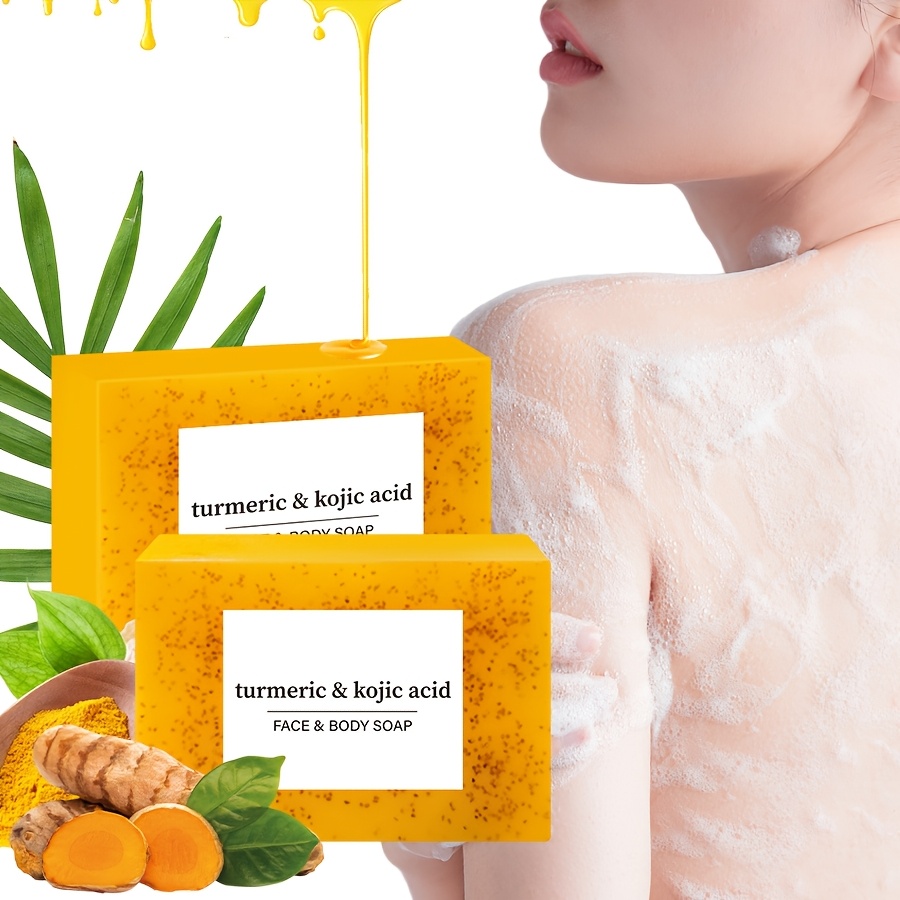 5 pack unisex adult turmeric kojic acid each moisturizing deep cleansing bar for types alcohol free with natural scent for face body details 3