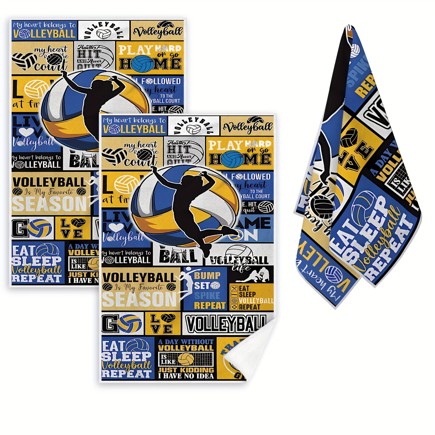 

2pcs Volleyball Towels - -, Polyester Dish Cloths For Cooking & Cleaning,