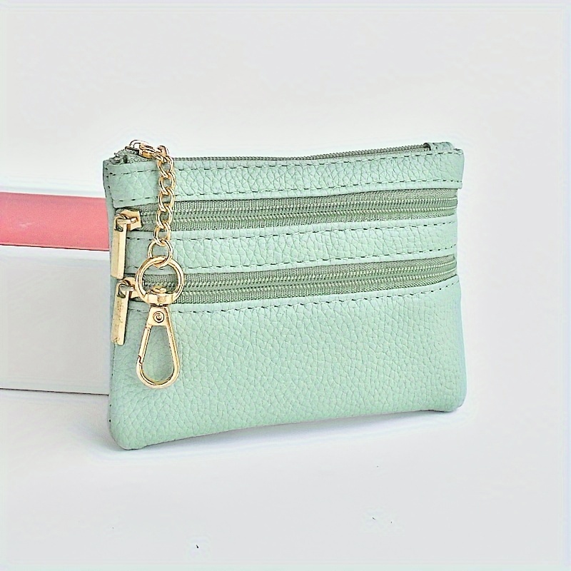 Mini Coin Purse For Women Simple Card Holder Coin Purse Three-zipper Soft Face Pendant Small Bag