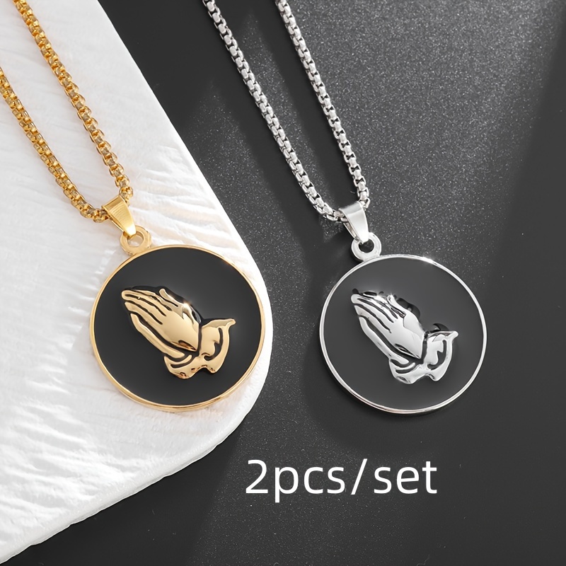 

2pcs/set Steel Round Pendant Necklace For Men And Women Personality And Jewelry